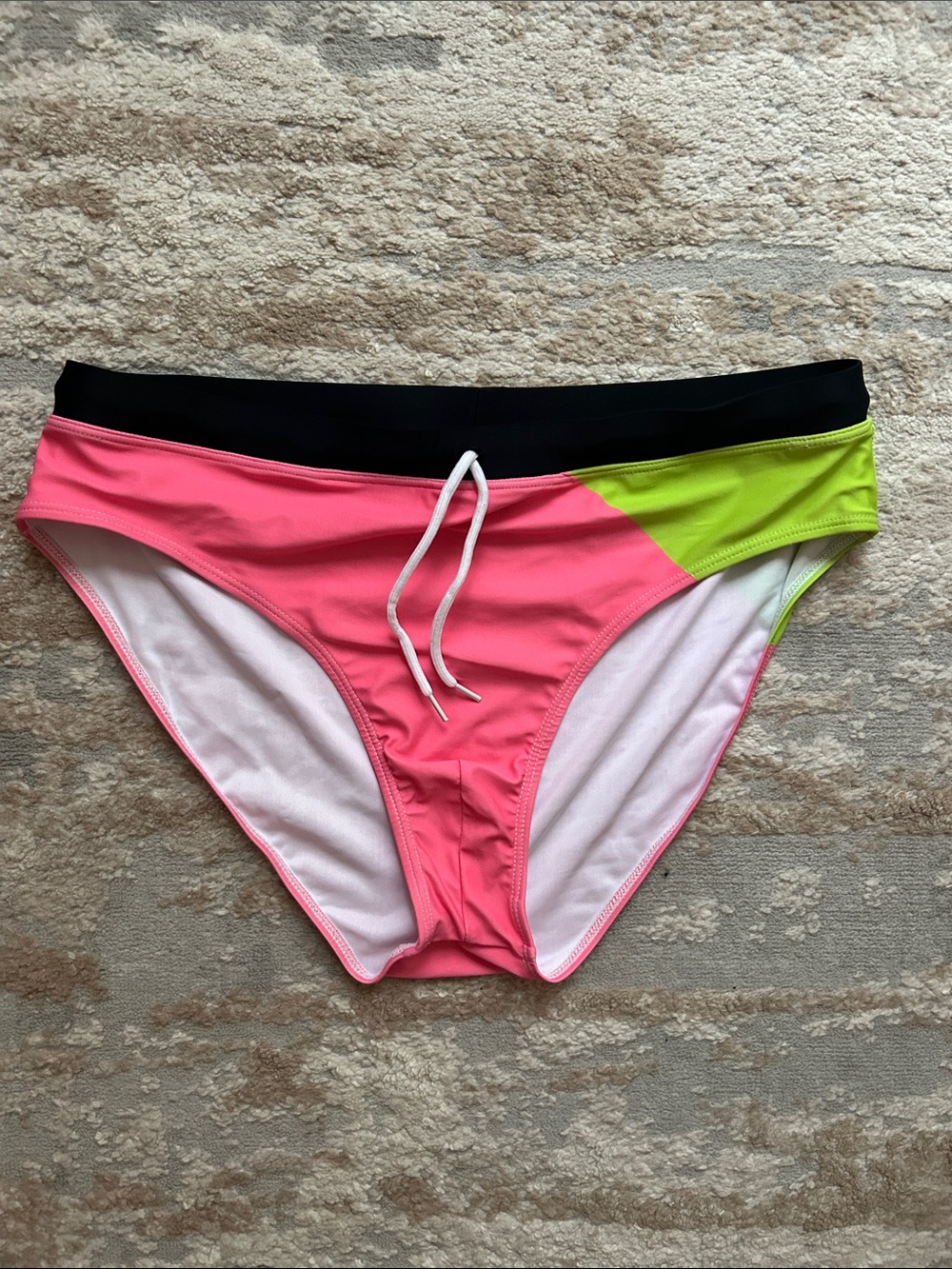 Men’s Swim Brief - Hot Pink & Lime - Size XL